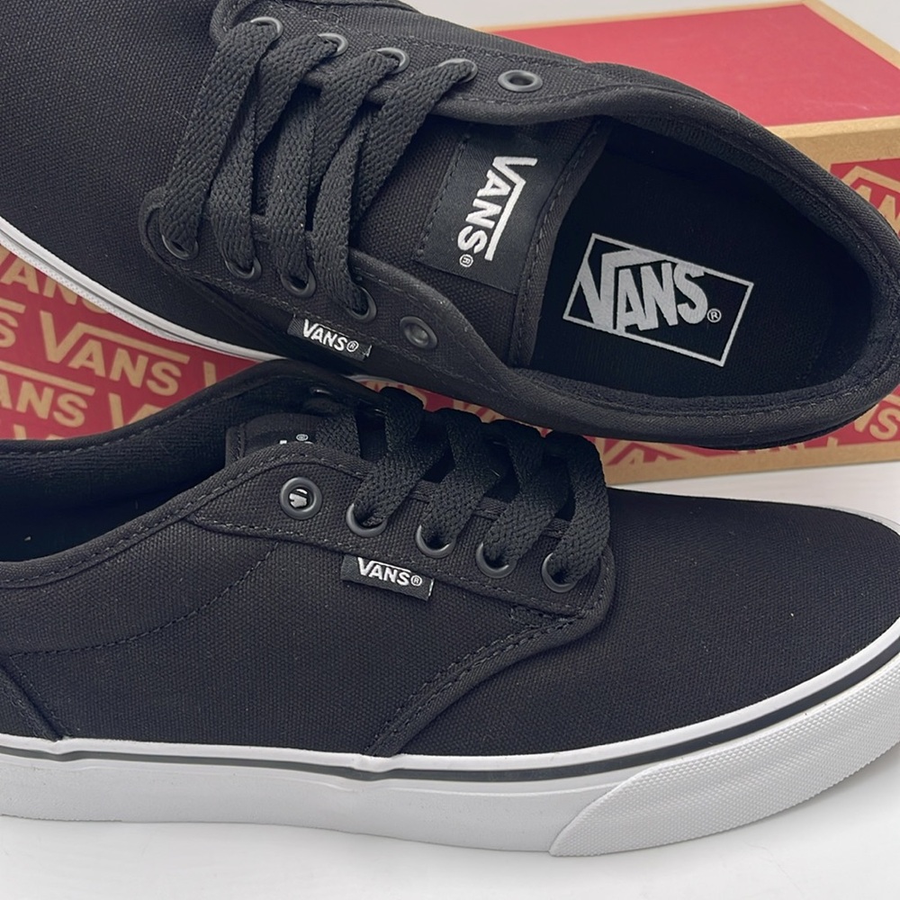Vans Men’s Canvas Sneakers Classic Low-Top Design Atwood (Canvas) Black/White - Picture 15 of 16